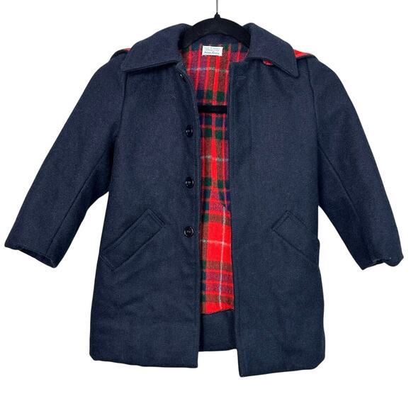 Vintage Made in France for Neiman-Marcus Wool Hooded Navy Blue Toddler Coat
